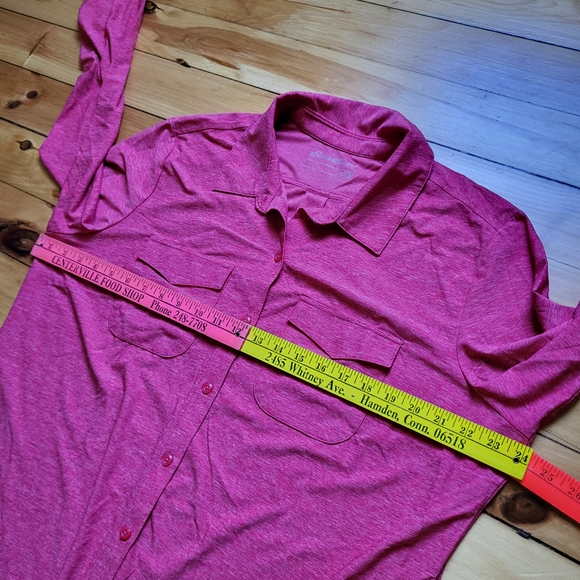 Eddie Bauer Travex Shirt Womens 2XL Button Up Pink Performance Stretch Hike Fish - Picture 7 of 12